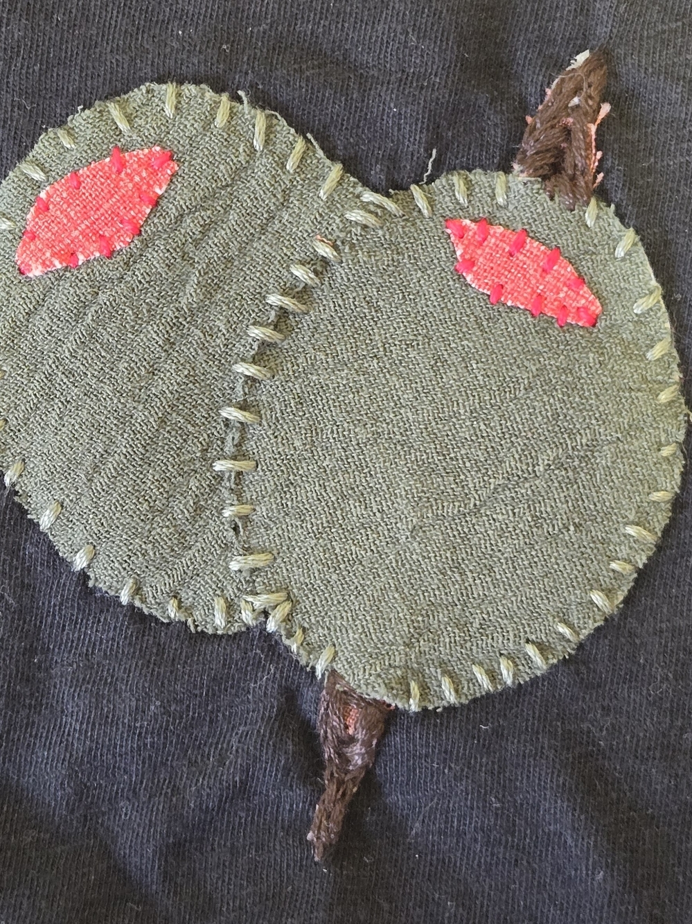 Banana Republic V-Neck Black Tee with Olive Patchwork - Picture 3 of 4